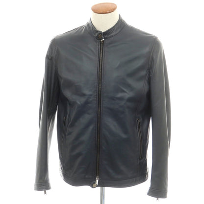 【中古】タリアトーレ TAGLIATORE STANLEY ラムレザー ダブルジップ シングルライダース レザーブルゾン ネイビー【 48 】【 状態ランクB 】【 メンズ 】