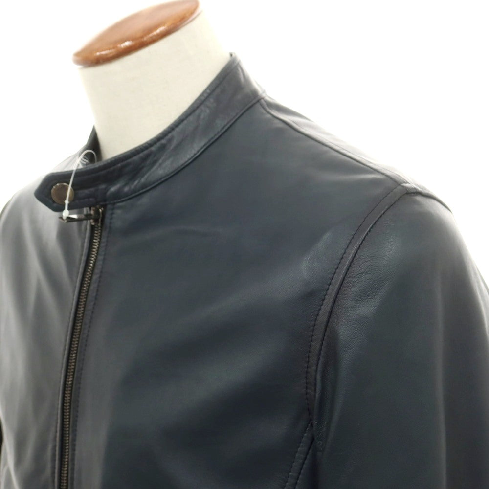 【中古】タリアトーレ TAGLIATORE STANLEY ラムレザー ダブルジップ シングルライダース レザーブルゾン ネイビー【 48 】【 状態ランクB 】【 メンズ 】