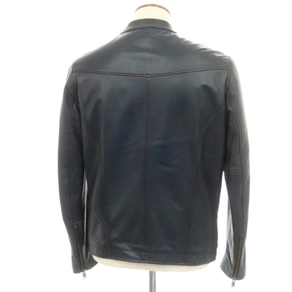 【中古】タリアトーレ TAGLIATORE STANLEY ラムレザー ダブルジップ シングルライダース レザーブルゾン ネイビー【 48 】【 状態ランクB 】【 メンズ 】