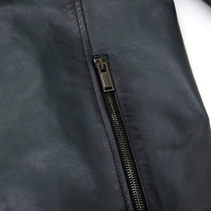 【中古】タリアトーレ TAGLIATORE STANLEY ラムレザー ダブルジップ シングルライダース レザーブルゾン ネイビー【 48 】【 状態ランクB 】【 メンズ 】