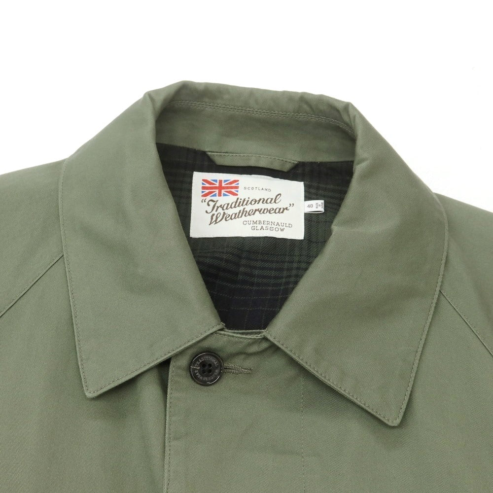 【中古】トラディショナルウェザーウェア Traditional Weatherwear コットン ステンカラーコート モスグリーン【サイズ40】【 状態ランクB 】【 メンズ 】 [EPD]