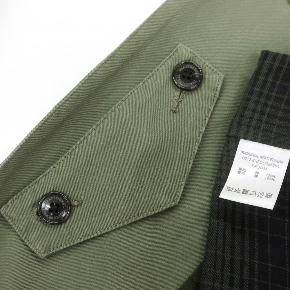 【中古】トラディショナルウェザーウェア Traditional Weatherwear コットン ステンカラーコート モスグリーン【サイズ40】【 状態ランクB 】【 メンズ 】 [EPD]