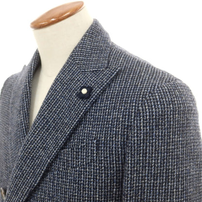 【中古】ラルディーニ LARDINI ウール ダブル6B テーラードジャケット ネイビーxホワイト【 46 7REG 】【 状態ランクB 】【 メンズ 】