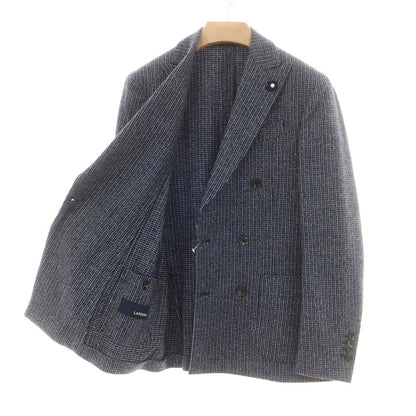 【中古】ラルディーニ LARDINI ウール ダブル6B テーラードジャケット ネイビーxホワイト【 46 7REG 】【 状態ランクB 】【 メンズ 】
