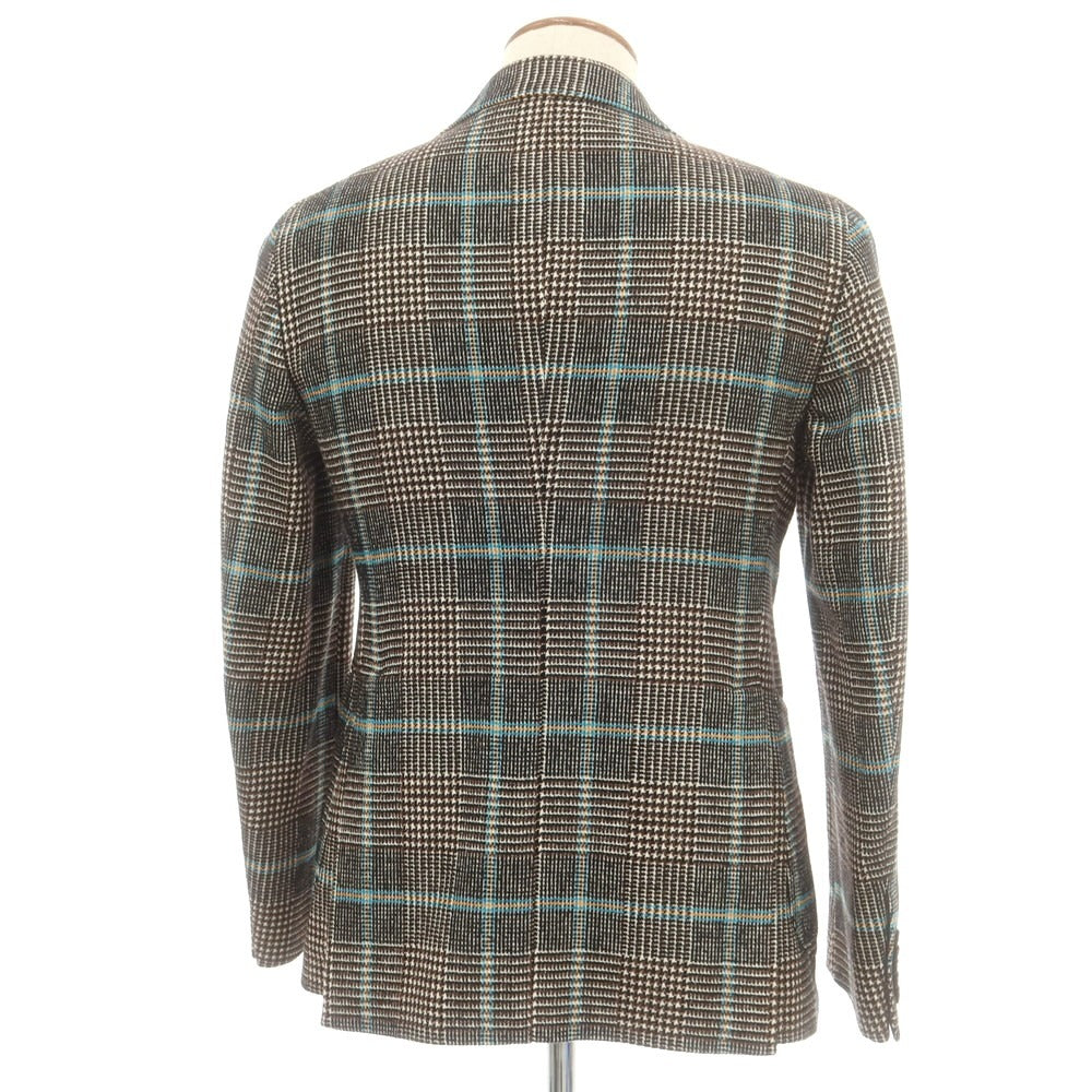 【中古】タリアトーレ TAGLIATORE ピーノレラリオ アクリルコットンウール チェック ダブル6B テーラードジャケット ブラウンxホワイト【 46 8R 】【 状態ランクB 】【 メンズ 】