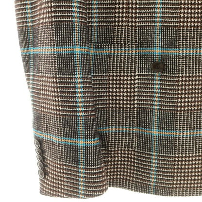 【中古】タリアトーレ TAGLIATORE ピーノレラリオ アクリルコットンウール チェック ダブル6B テーラードジャケット ブラウンxホワイト【 46 8R 】【 状態ランクB 】【 メンズ 】