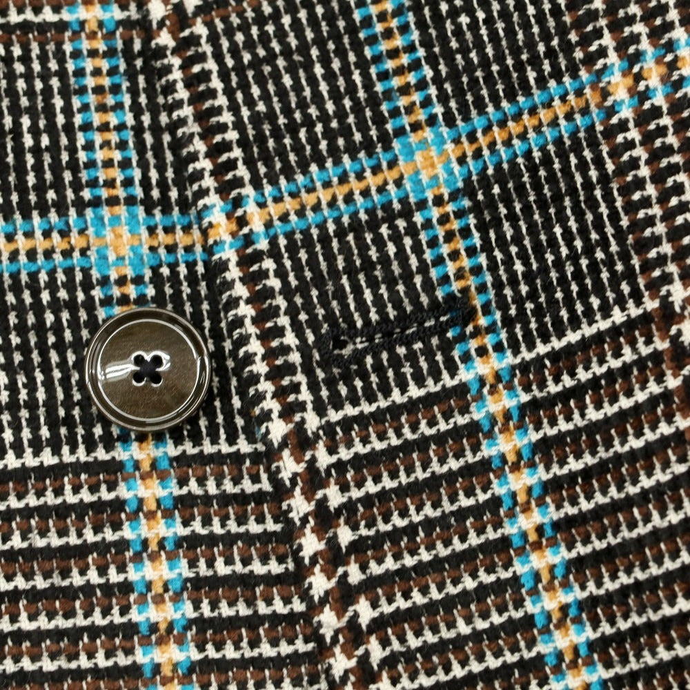 【中古】タリアトーレ TAGLIATORE ピーノレラリオ アクリルコットンウール チェック ダブル6B テーラードジャケット ブラウンxホワイト【 46 8R 】【 状態ランクB 】【 メンズ 】