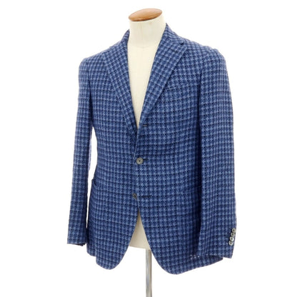 【中古】ザ ジジ THE GIGI リネンシルク チェック テーラードジャケット ブルー×ネイビー【 46 】【 状態ランクB 】【 メンズ 】