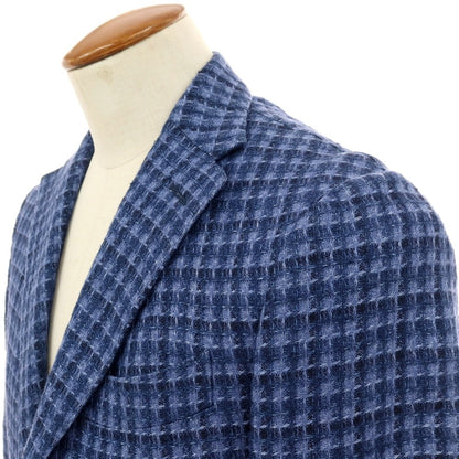【中古】ザ ジジ THE GIGI リネンシルク チェック テーラードジャケット ブルー×ネイビー【 46 】【 状態ランクB 】【 メンズ 】