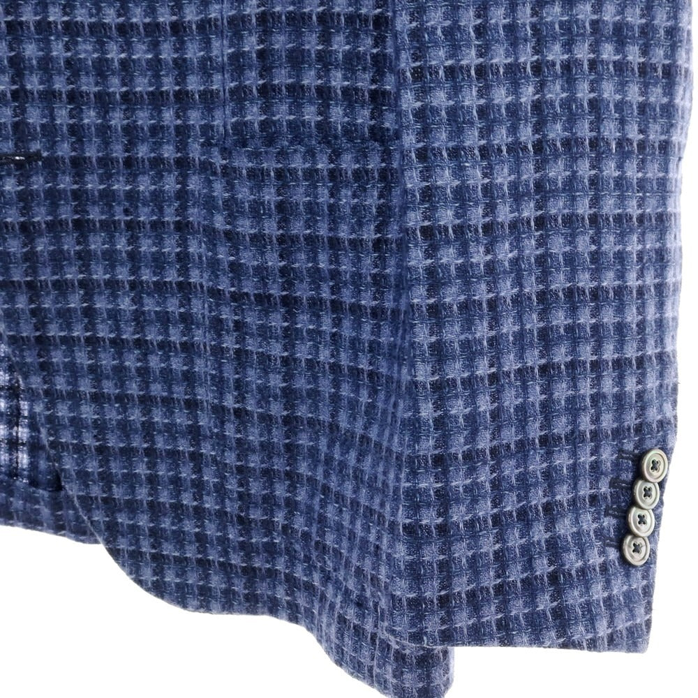 【中古】ザ ジジ THE GIGI リネンシルク チェック テーラードジャケット ブルー×ネイビー【 46 】【 状態ランクB 】【 メンズ 】