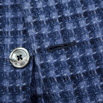 【中古】ザ ジジ THE GIGI リネンシルク チェック テーラードジャケット ブルー×ネイビー【 46 】【 状態ランクB 】【 メンズ 】