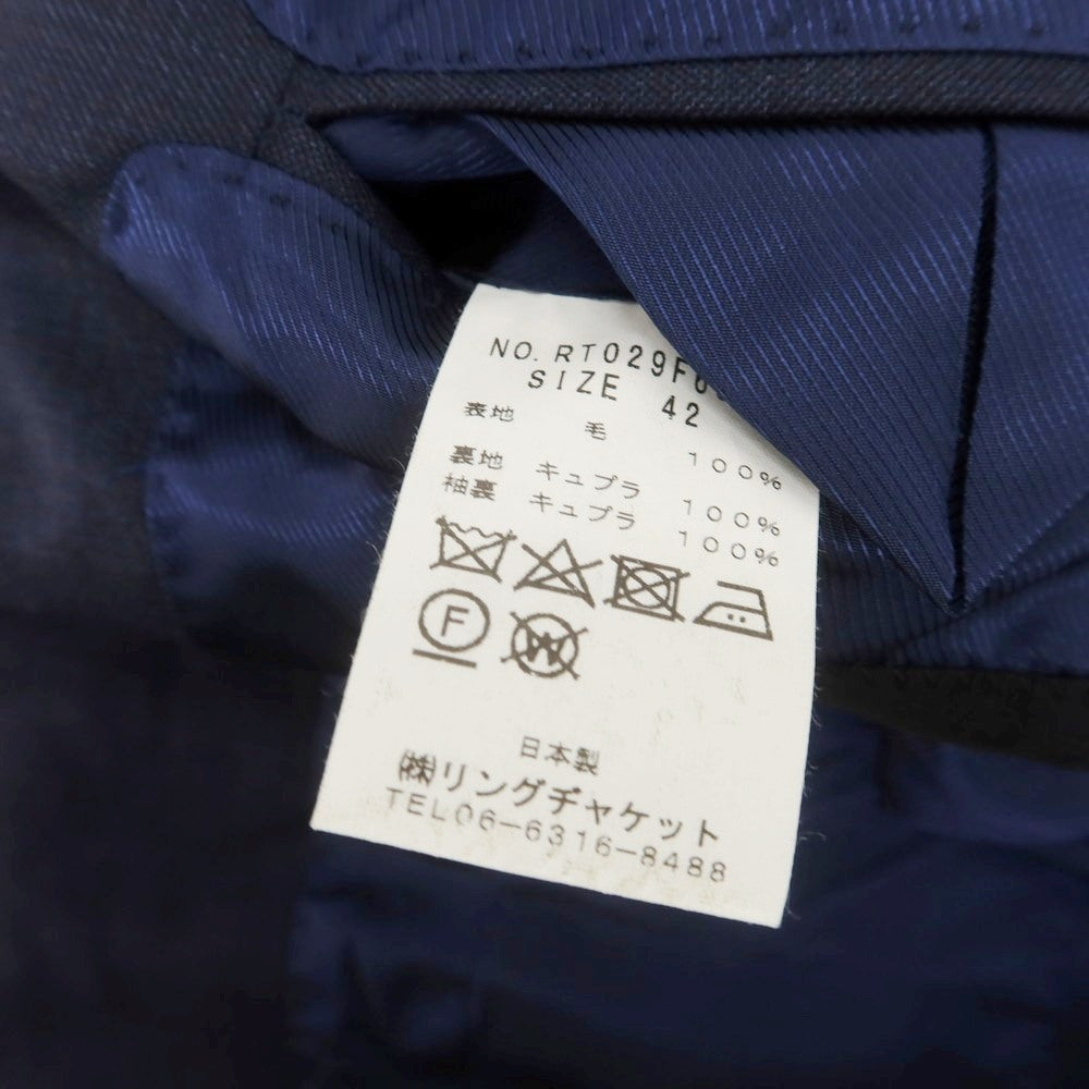 【中古】リングヂャケット RING JACKET MEISTER ウール 3つボタンスーツ ネイビー【 42 】【 状態ランクC 】【 メンズ 】