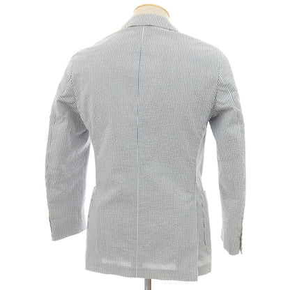 【中古】ラルディーニ LARDINI シアサッカーコットン カジュアルジャケット ブルーxホワイト【 42 】【 状態ランクB 】【 メンズ 】