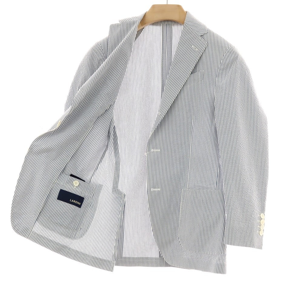 【中古】ラルディーニ LARDINI シアサッカーコットン カジュアルジャケット ブルーxホワイト【 42 】【 状態ランクB 】【 メンズ 】