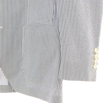 【中古】ラルディーニ LARDINI シアサッカーコットン カジュアルジャケット ブルーxホワイト【 42 】【 状態ランクB 】【 メンズ 】