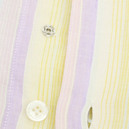 【中古】バルバ ダンディライフ BARBA DANDY LIFE リネンコットン マルチストライプ ホリゾンタルカラー カジュアルシャツ イエローxパープル【サイズ37】【 状態ランクB 】【 メンズ 】