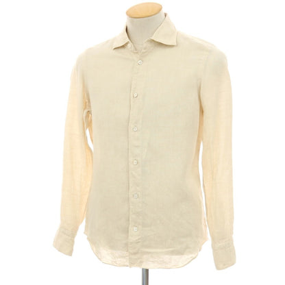 【中古】フィナモレ Finamore リネン ワイドカラー カジュアルシャツ ベージュ【サイズS】【 状態ランクB 】【 メンズ 】