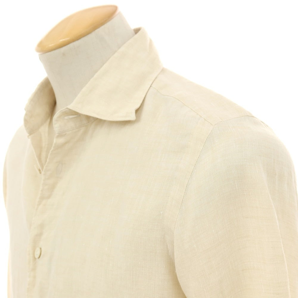 【中古】フィナモレ Finamore リネン ワイドカラー カジュアルシャツ ベージュ【サイズS】【 状態ランクB 】【 メンズ 】