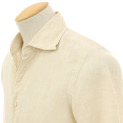 【中古】フィナモレ Finamore リネン ワイドカラー カジュアルシャツ ベージュ【サイズS】【 状態ランクB 】【 メンズ 】