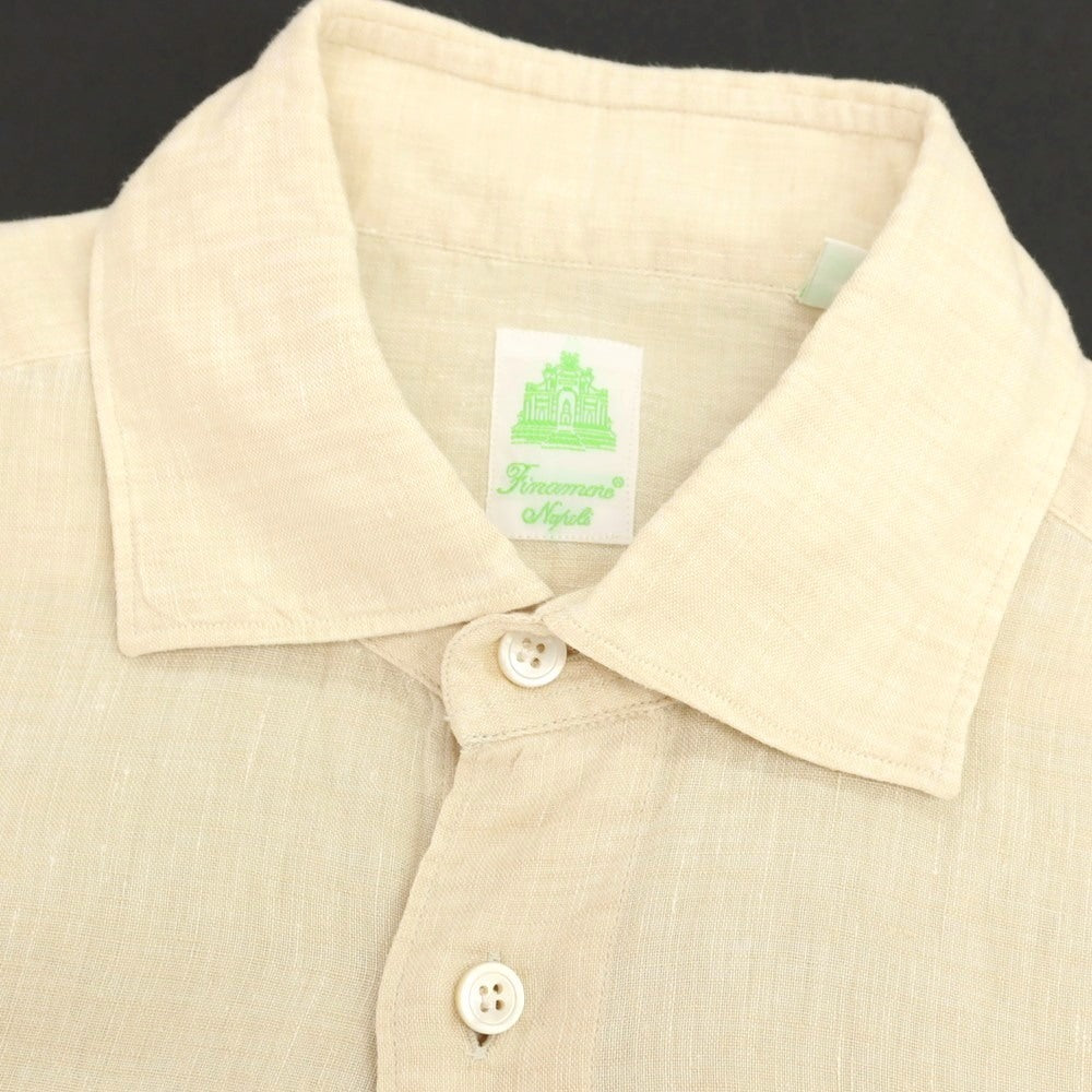 【中古】フィナモレ Finamore リネン ワイドカラー カジュアルシャツ ベージュ【サイズS】【 状態ランクB 】【 メンズ 】