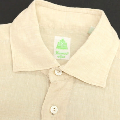 【中古】フィナモレ Finamore リネン ワイドカラー カジュアルシャツ ベージュ【サイズS】【 状態ランクB 】【 メンズ 】