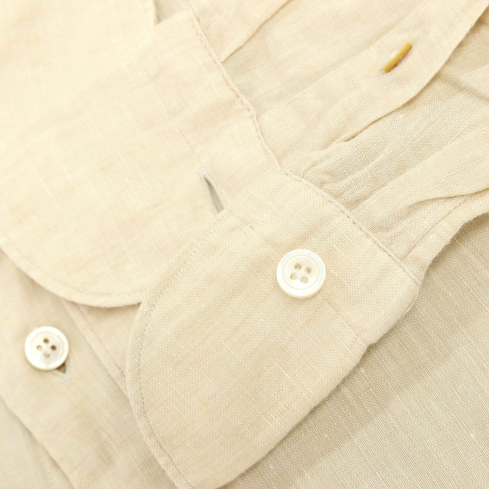 【中古】フィナモレ Finamore リネン ワイドカラー カジュアルシャツ ベージュ【サイズS】【 状態ランクB 】【 メンズ 】