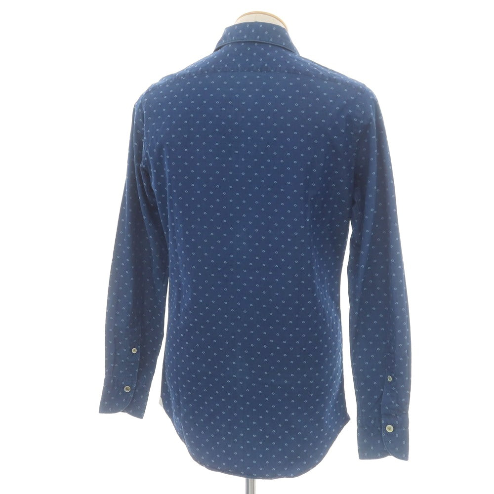 【中古】フィナモレ Finamore コットン ダンガリー ホリゾンタルカラー カジュアルシャツ ライトネイビー【 38 】【 状態ランクD 】【 メンズ 】