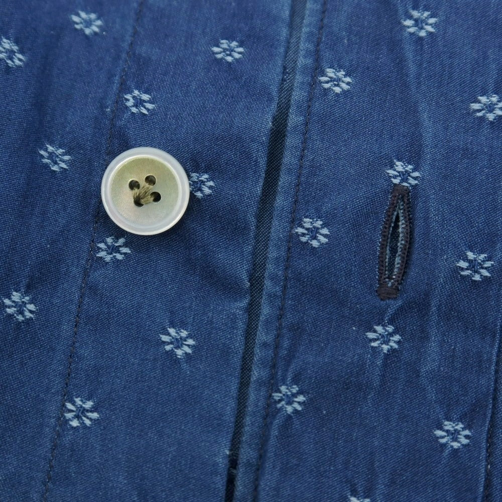 【中古】フィナモレ Finamore コットン ダンガリー ホリゾンタルカラー カジュアルシャツ ライトネイビー【 38 】【 状態ランクD 】【 メンズ 】