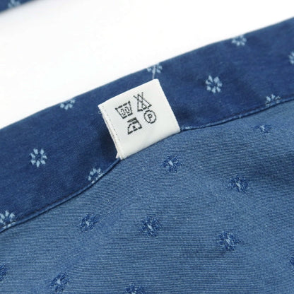 【中古】フィナモレ Finamore コットン ダンガリー ホリゾンタルカラー カジュアルシャツ ライトネイビー【 38 】【 状態ランクD 】【 メンズ 】