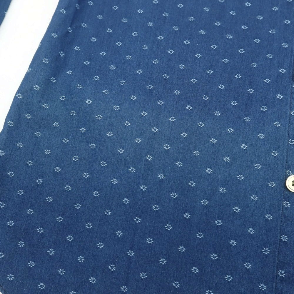 【中古】フィナモレ Finamore コットン ダンガリー ホリゾンタルカラー カジュアルシャツ ライトネイビー【 38 】【 状態ランクD 】【 メンズ 】