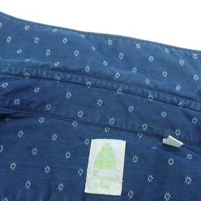 【中古】フィナモレ Finamore コットン ダンガリー ホリゾンタルカラー カジュアルシャツ ライトネイビー【 38 】【 状態ランクD 】【 メンズ 】