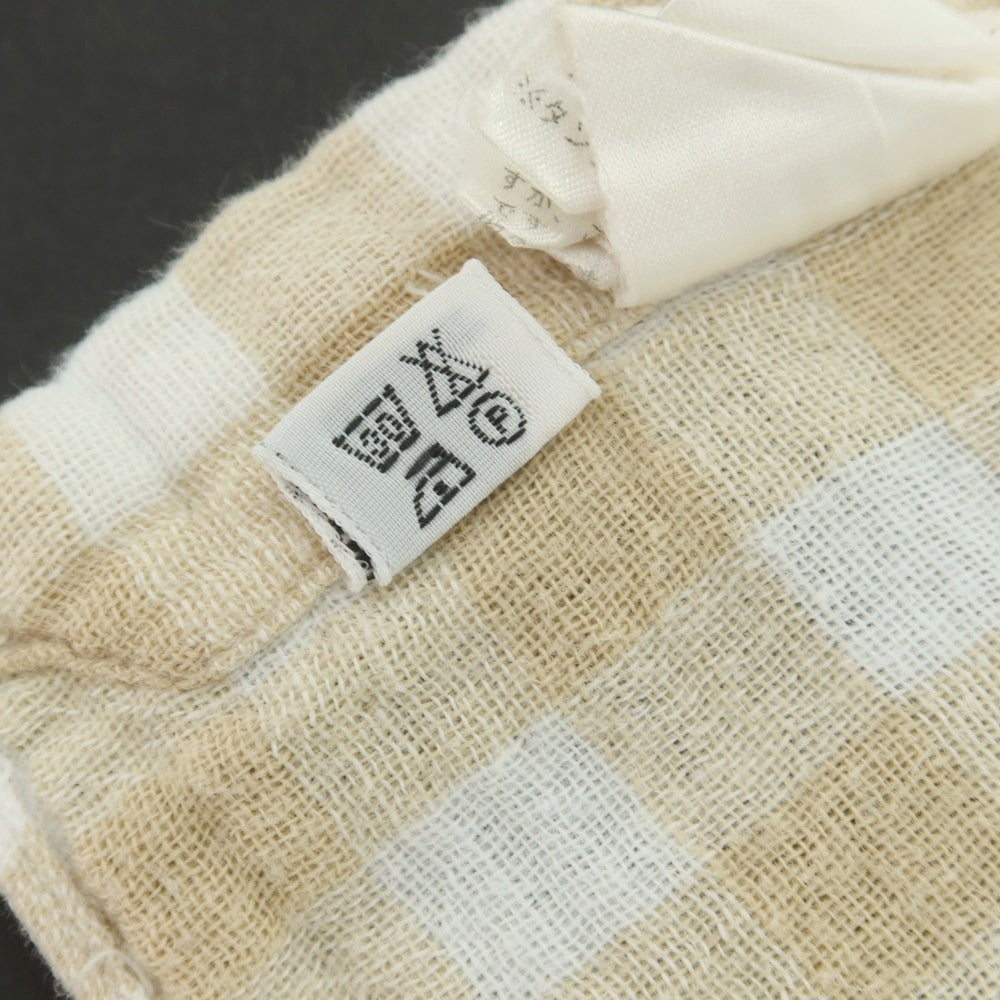 【中古】フィナモレ Finamore コットン ギンガムチェック カッタウェイ カジュアルシャツ ベージュxホワイト【 37 】【 状態ランクC 】【 メンズ 】