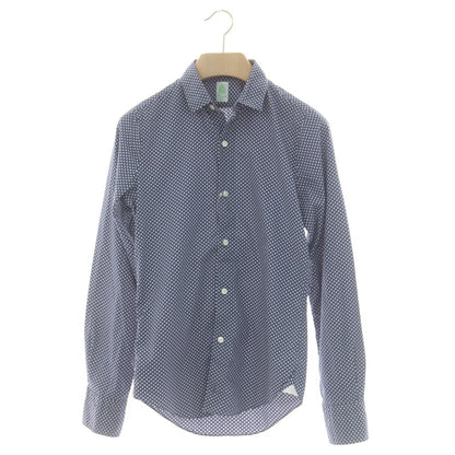 【中古】フィナモレ Finamore コットン ショートカラー カジュアルシャツ ライトネイビーxホワイト【 36 】【 状態ランクB 】【 メンズ 】