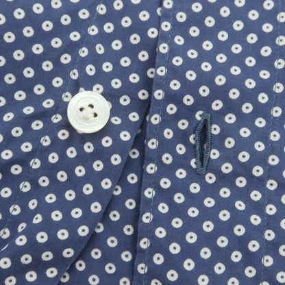 【中古】フィナモレ Finamore コットン ショートカラー カジュアルシャツ ライトネイビーxホワイト【 36 】【 状態ランクB 】【 メンズ 】