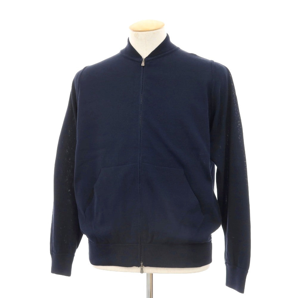 【中古】サンモリッツ S.MORITZ コットン ダブルジップ カーディガン ダークネイビー【サイズ44】【 状態ランクB 】【 メンズ 】