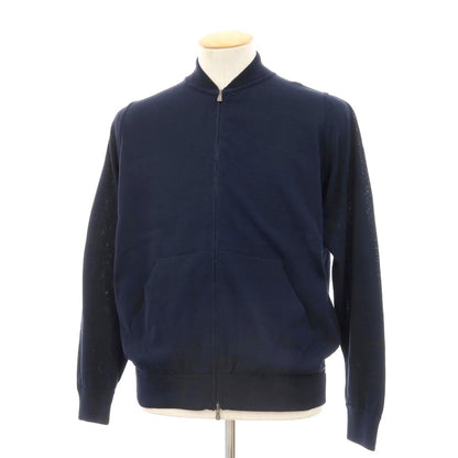 【中古】サンモリッツ S.MORITZ コットン ダブルジップ カーディガン ダークネイビー【サイズ44】【 状態ランクB 】【 メンズ 】