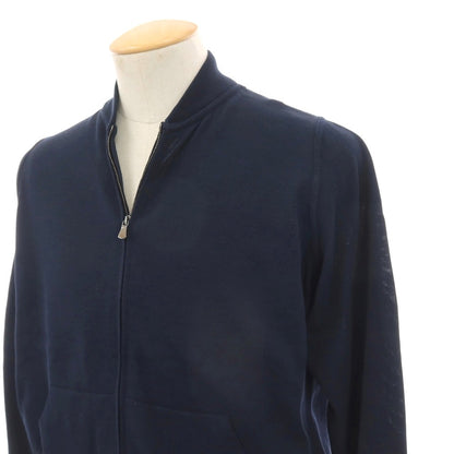 【中古】サンモリッツ S.MORITZ コットン ダブルジップ カーディガン ダークネイビー【サイズ44】【 状態ランクB 】【 メンズ 】