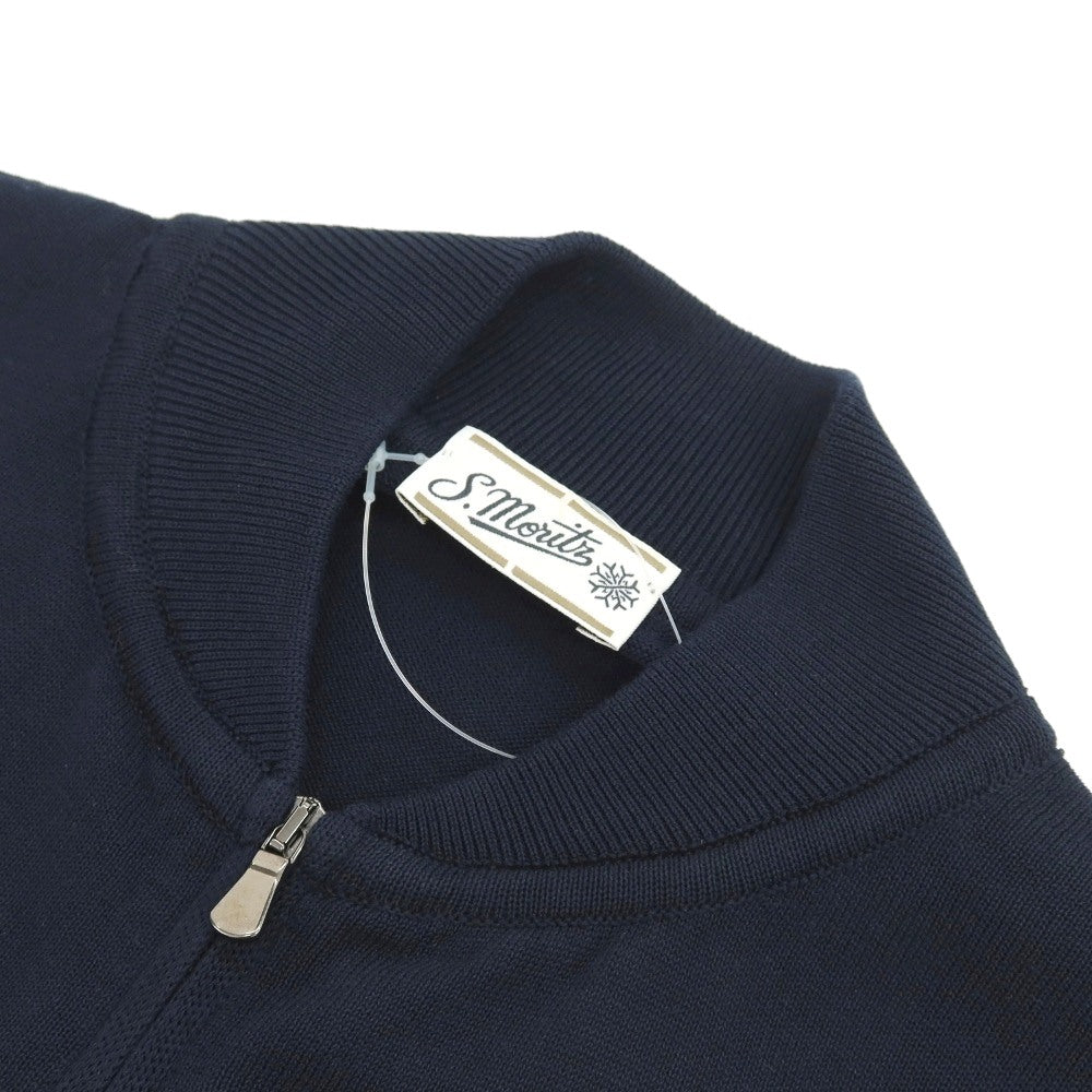 【中古】サンモリッツ S.MORITZ コットン ダブルジップ カーディガン ダークネイビー【サイズ44】【 状態ランクB 】【 メンズ 】