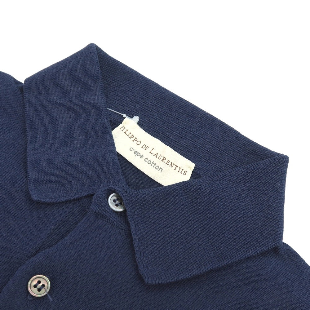 【中古】フィリッポ デ ローレンティス FILIPPO DE LAURENTIIS コットン ポロニット ネイビー【サイズ44】【 状態ランクB 】【 メンズ 】
