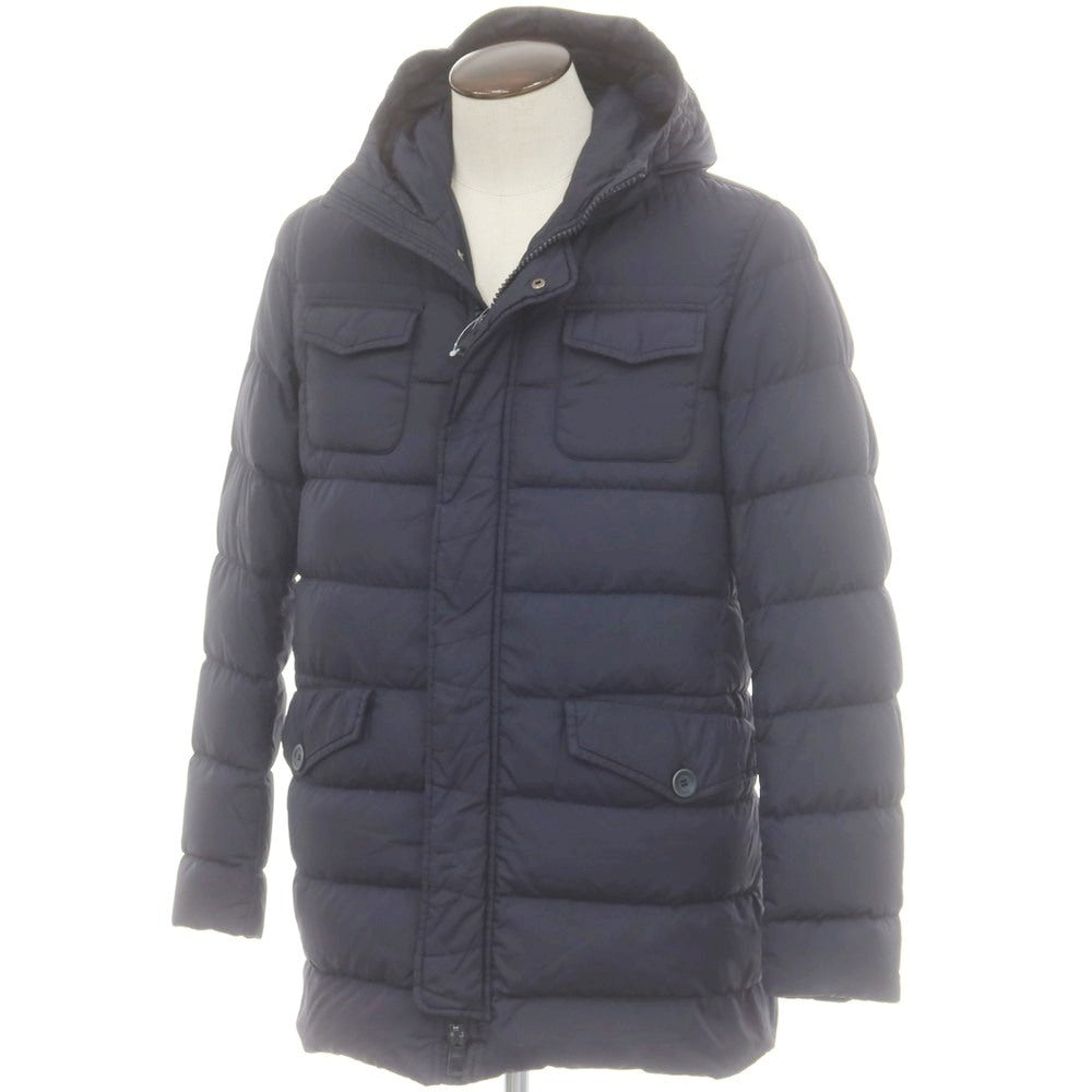 【中古】ヘルノ Herno POLAR-TECH ナイロン フーデッド ダウンコート ライトネイビー【 48 】【 状態ランクC 】【 メンズ 】