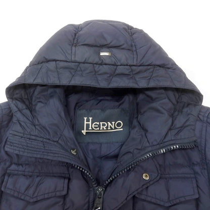 【中古】ヘルノ Herno POLAR-TECH ナイロン フーデッド ダウンコート ライトネイビー【 48 】【 状態ランクC 】【 メンズ 】