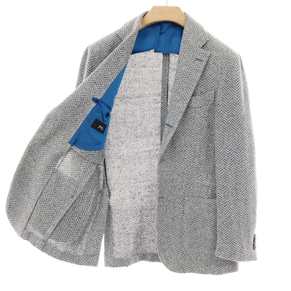 【中古】ブリッラ ペル イル グスト Brilla per il gusto コットンリネン ジャージー カジュアルジャケット ブルーxオフホワイト【 表記なし（L位） 】【 状態ランクB 】【 メンズ 】