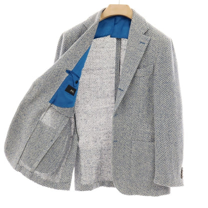 【中古】ブリッラ ペル イル グスト Brilla per il gusto コットンリネン ジャージー カジュアルジャケット ブルーxオフホワイト【 表記なし（L位） 】【 状態ランクB 】【 メンズ 】