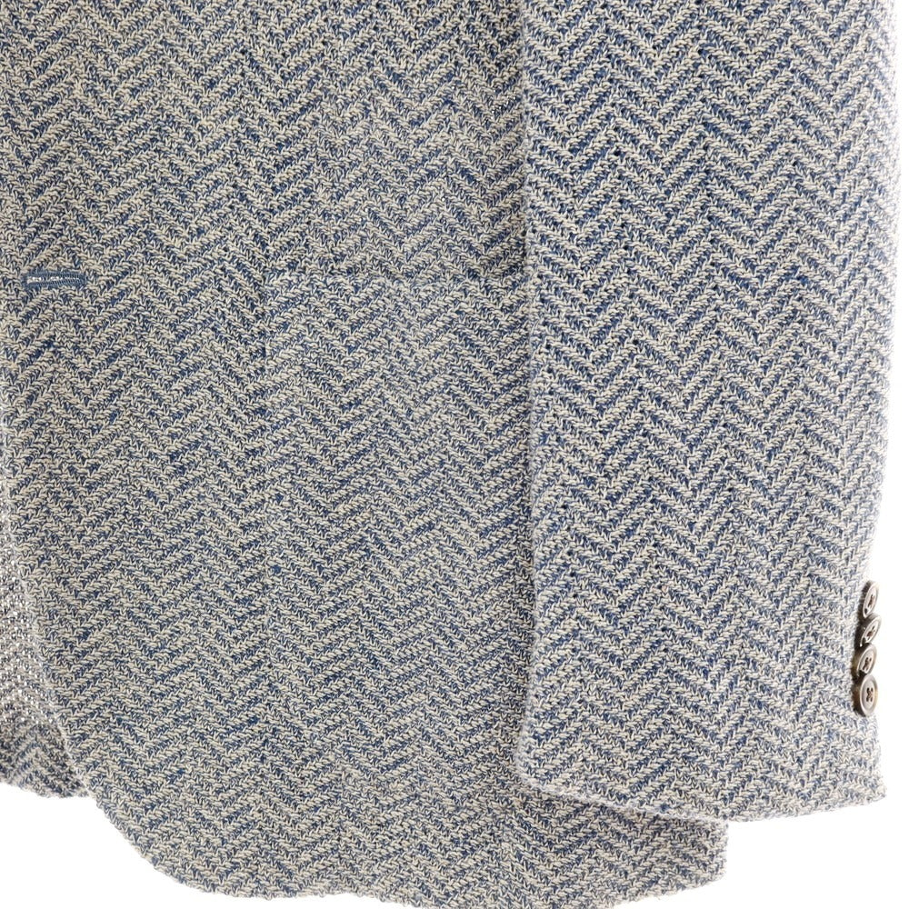 【中古】ブリッラ ペル イル グスト Brilla per il gusto コットンリネン ジャージー カジュアルジャケット ブルーxオフホワイト【 表記なし（L位） 】【 状態ランクB 】【 メンズ 】