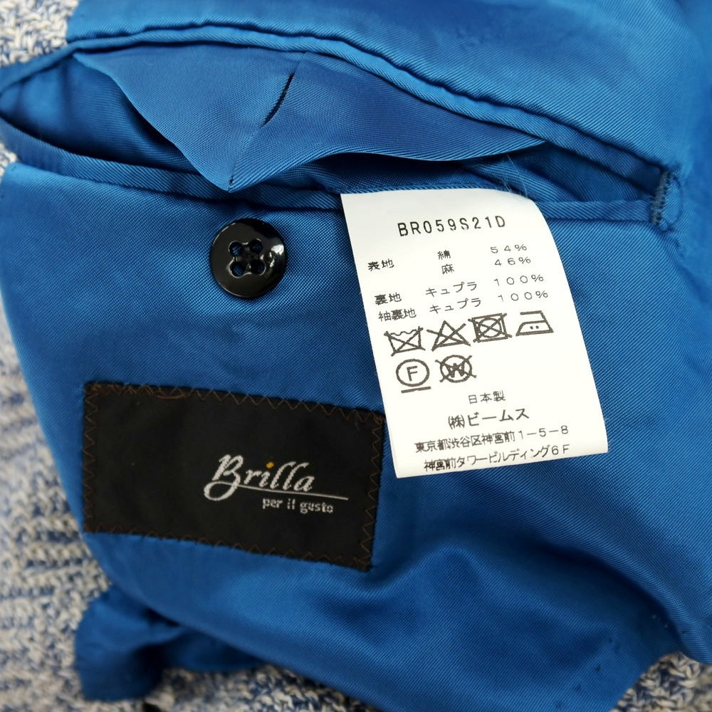 【中古】ブリッラ ペル イル グスト Brilla per il gusto コットンリネン ジャージー カジュアルジャケット ブルーxオフホワイト【 表記なし（L位） 】【 状態ランクB 】【 メンズ 】