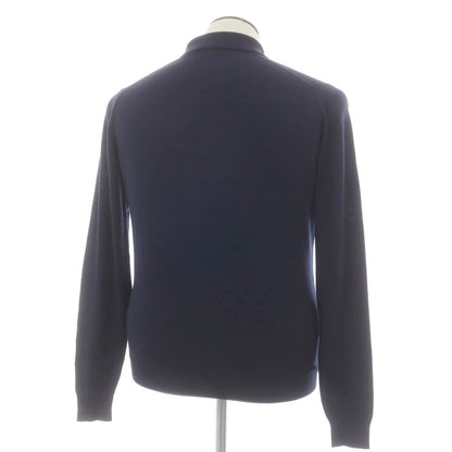 【中古】ジョンスメドレー JOHN SMEDLEY ハイゲージ ウール 長袖 ポロニット ネイビー【 L 】【 状態ランクC 】【 メンズ 】
