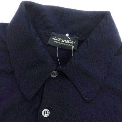 【中古】ジョンスメドレー JOHN SMEDLEY ハイゲージ ウール 長袖 ポロニット ネイビー【 L 】【 状態ランクC 】【 メンズ 】