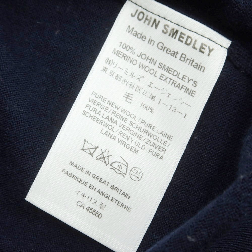 【中古】ジョンスメドレー JOHN SMEDLEY ハイゲージ ウール 長袖 ポロニット ネイビー【 L 】【 状態ランクC 】【 メンズ 】