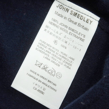 【中古】ジョンスメドレー JOHN SMEDLEY ハイゲージ ウール 長袖 ポロニット ネイビー【 L 】【 状態ランクC 】【 メンズ 】