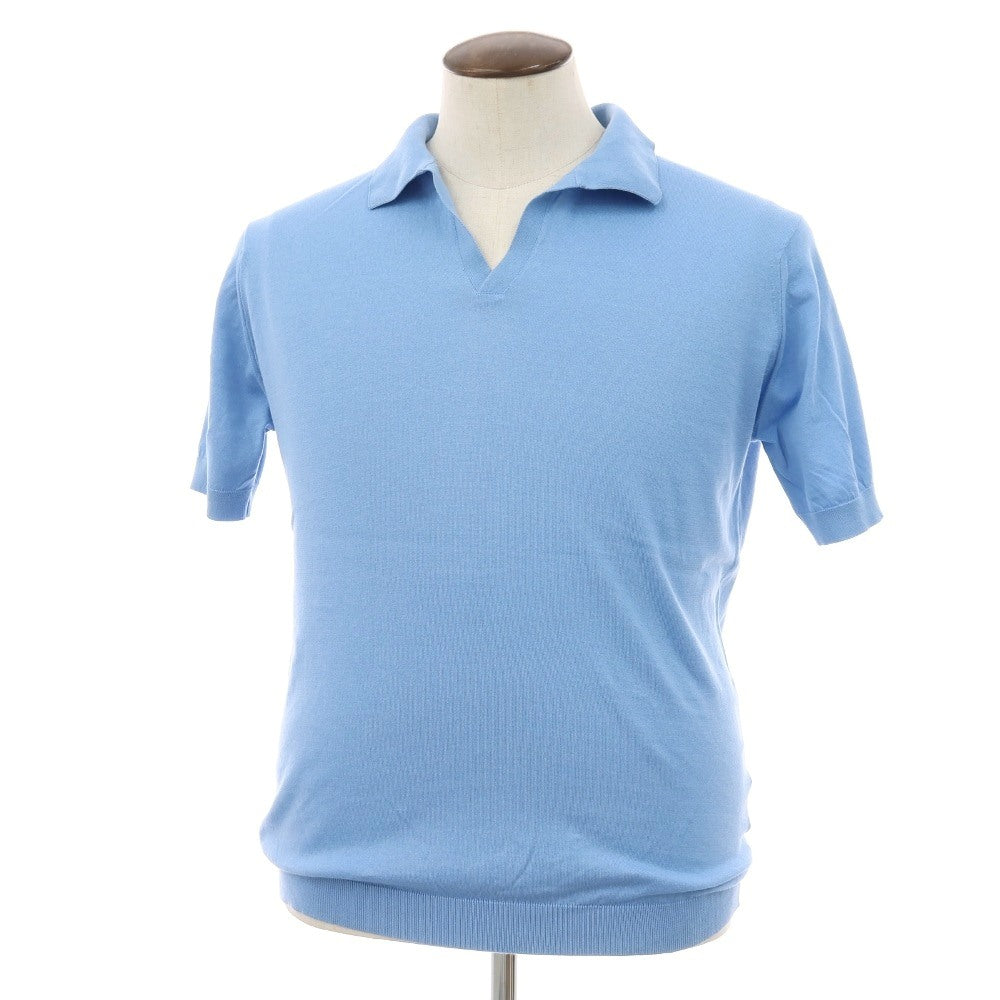 【中古】ジョンスメドレー JOHN SMEDLEY シーアイランドコットン スキッパー 半袖 ポロニット ライトブルー【サイズL】【 状態ランクB 】【 メンズ 】